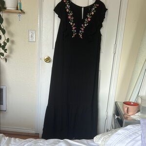 Forever 21 Black and Pink Embellished Maxi Gown